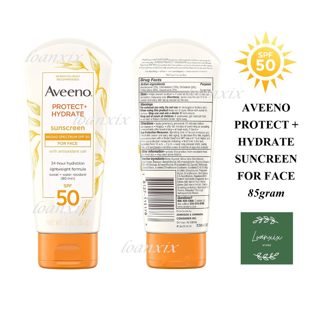 [DATE 2022]🌟KEM CHỐNG NẮNG CHO MẶT🌟AVEENO PROTECT + HYDRATE SUNCREEN FOR FACE🌟SPF 50 (85g)