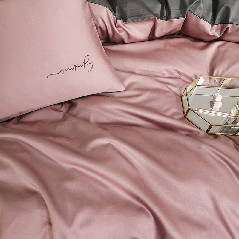 Bộ Chăn Ga Gối Lụa Tencel Sumoi 60s Đơn Sắc Cao Cấp - Hồng phối ghi