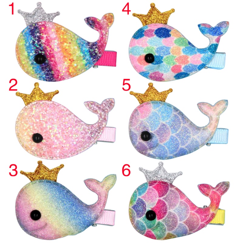 1 Kẹp Tóc Hình Cá Voi Màu Cầu Vồng Cho Bé Gái