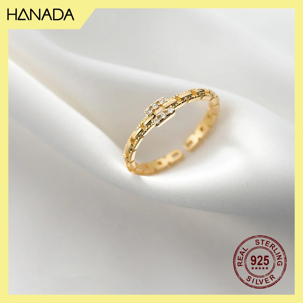 Nhẫn Bạc 925 Hanada Mắt Xích Có Đá 0572 N7