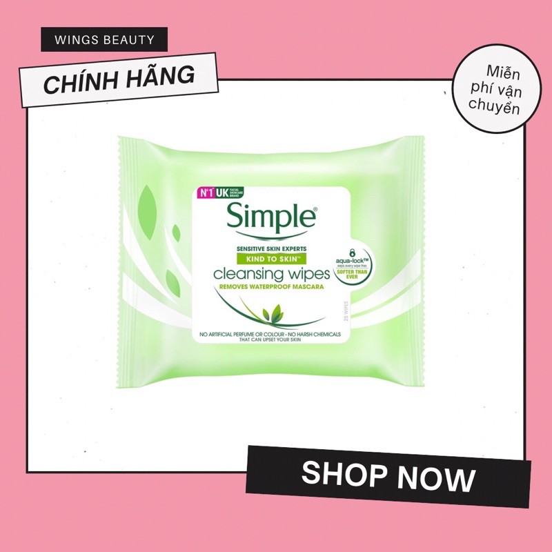 SIMPLE - Khăn giấy tẩy trang Cleansing Facial Wipes (25 Wipes)