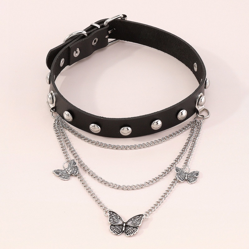 Vòng Cổ Choker Da Đính Đinh Tán Phong Cách Harajuku Cá Tính Cho Nam Nữ