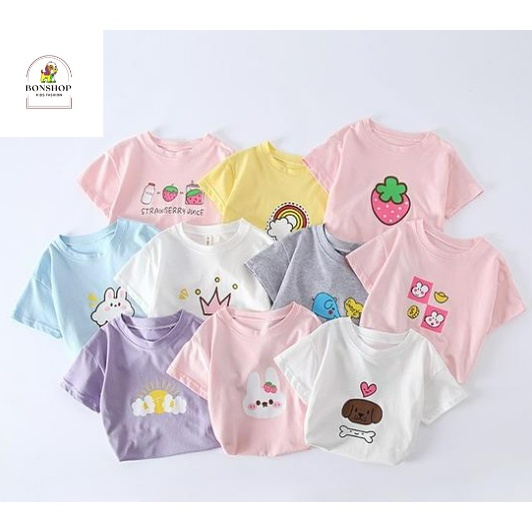 ÁO BÉ GÁI, ÁO THUN COTTON CHO BÉ GÁI HÌNH NGẪU NHIÊN HÀNG XUẤT DƯ