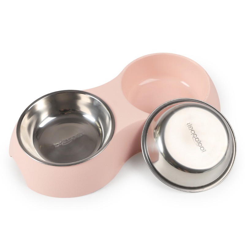 Bát đôi inox đựng thức ăn và nước uống cho chó mèo, đế chống trượt cao cấp (loại 2)