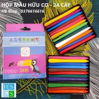 Hộp 24 Bút sáp mầu hữu cơ cho bé tập tô tập vẽ an toàn 100% tự nhiên không phai mầu , không dơ tay , không gây hại
