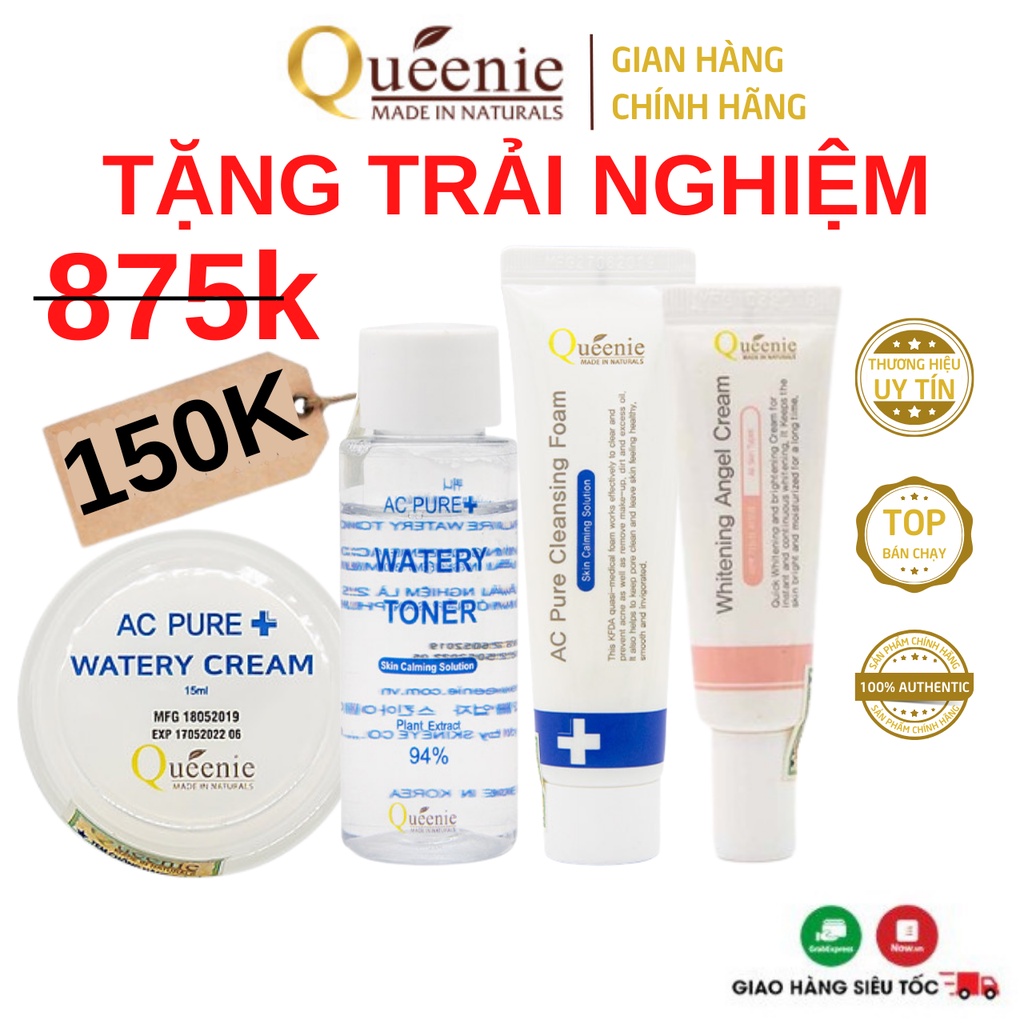 Bộ Mỹ Phẩm Dưỡng Trắng Da Queenie Hàn Quốc Chính Hãng 4 Sản Phẩm [SP Trải Nghiệm]