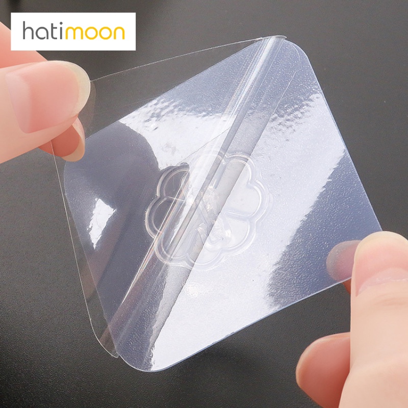Móc dán tường siêu dính trong suốt Hatimoon chịu lực tốt treo tường chắc chắn 6x6 cm