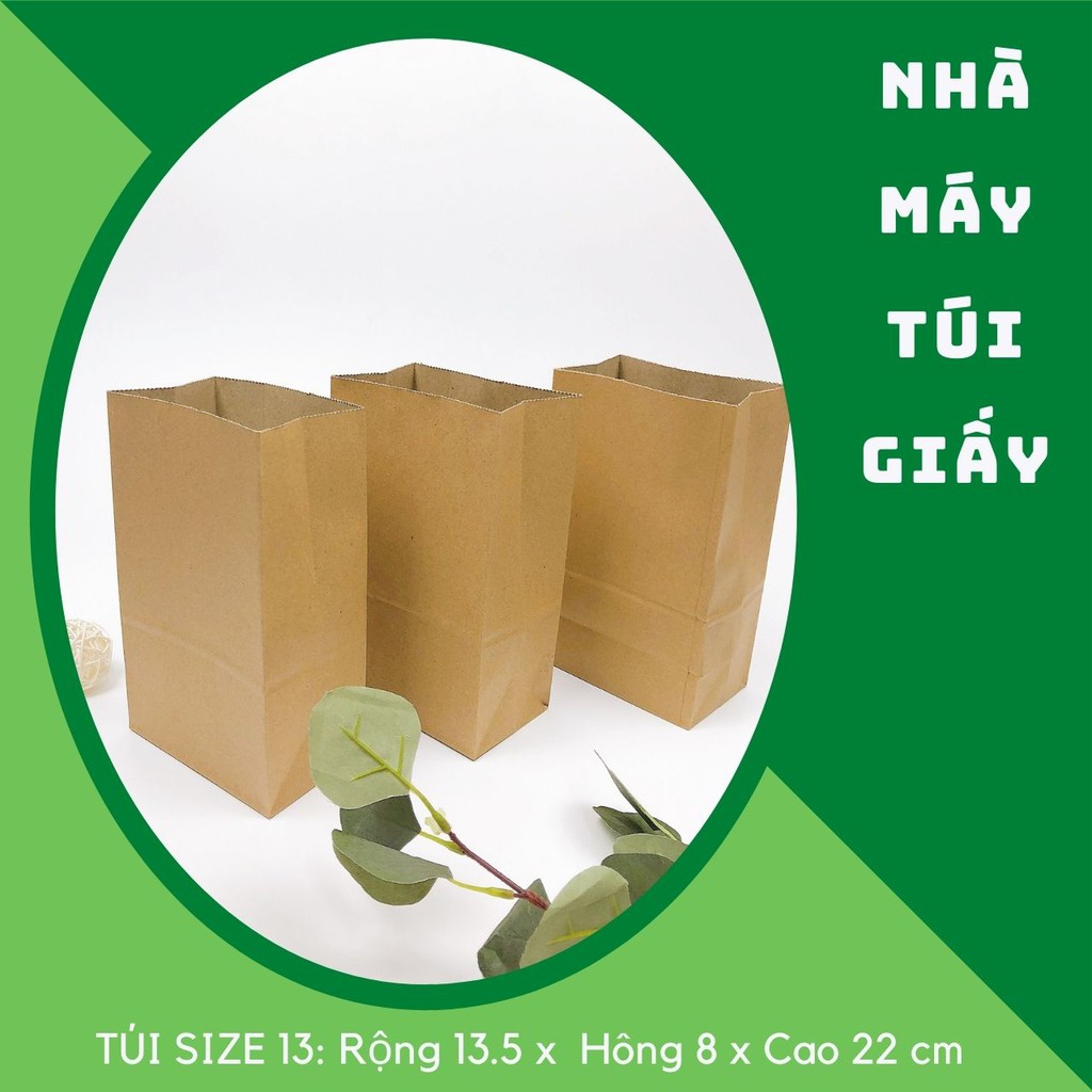 500 Chiếc Túi giấy nâu đựng quà Size 13 :13.5x8x22 cm không quai  ẢNH THẬT VÀ VIDEO