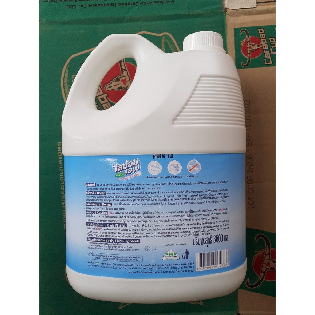 Nước rửa chén Lion Thái Lan - 1 Can Lion Thái Lan 3,6l KHÔNG MÙI, Siêu Đậm Đặc!