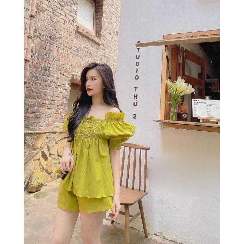 [Mã WASTCOOL giảm 15% tối đa 50K đơn 99K] BNU69 - SET ĐŨI XANH CHUỐI CHUN NGỰC TAY BỒNG NỮ | BigBuy360 - bigbuy360.vn