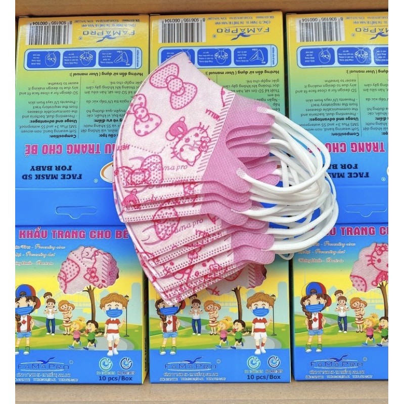Khẩu trang 5D trẻ em farmapro chính hãng hộp 10 cái