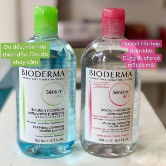 Nước Tẩy Trang Bioderma H2O 500ml Créaline Hồng, Sébium Xanh | BigBuy360 - bigbuy360.vn