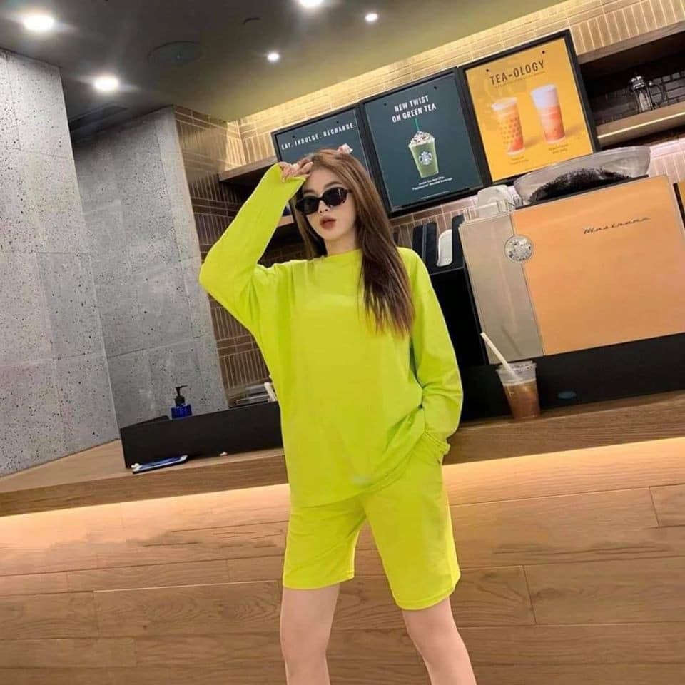 Set Cotton Lửng Nữ - Áo Tay Dài Đơn Giản - SP Y Hình