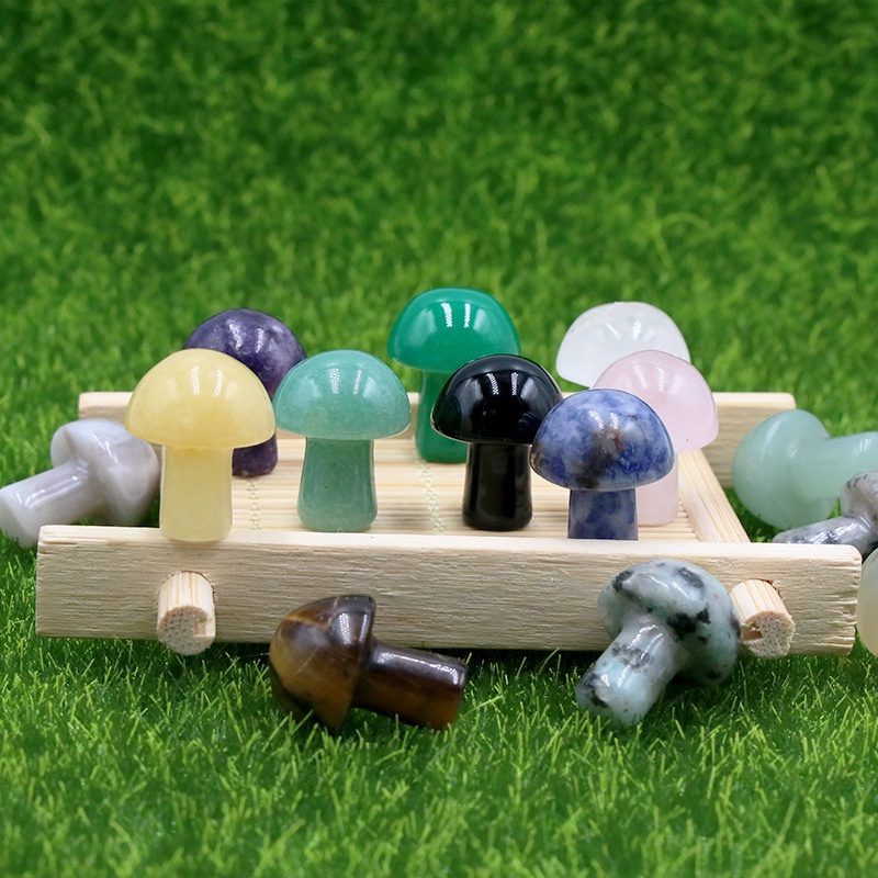 Tượng Đá Thạch Anh Tự Nhiên Hình Nấm Mini Dùng Trang Trí