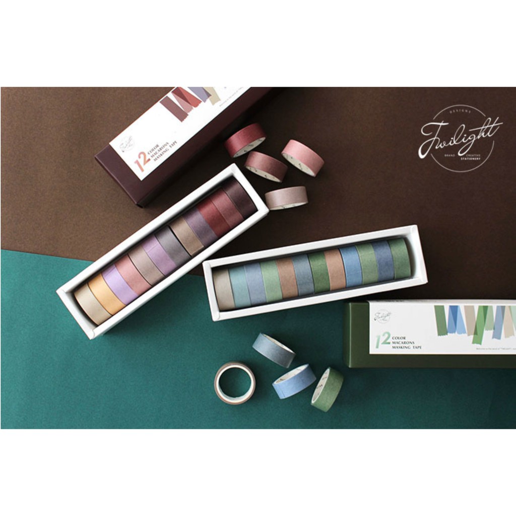 [SALE XẢ HÀNG] Sâu Nery - SN50 - Set 12 cuộn băng keo trang trí Washi Tape_TWILIGHT