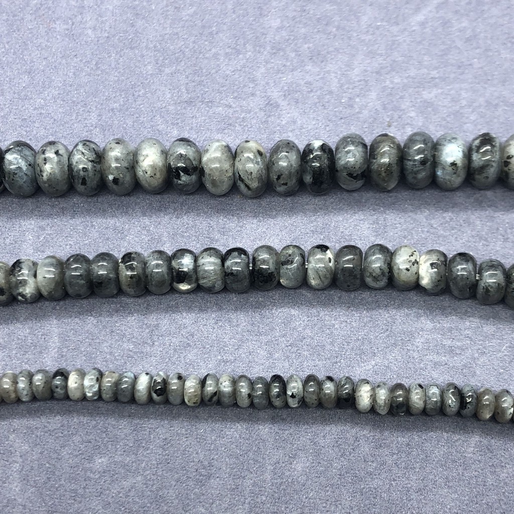 Chuỗi Hạt Đá Labradourite Đen Tự Nhiên 4 * 6.5mm 5 * 8.5mm Dùng Làm Vòng Đeo Tay DIY