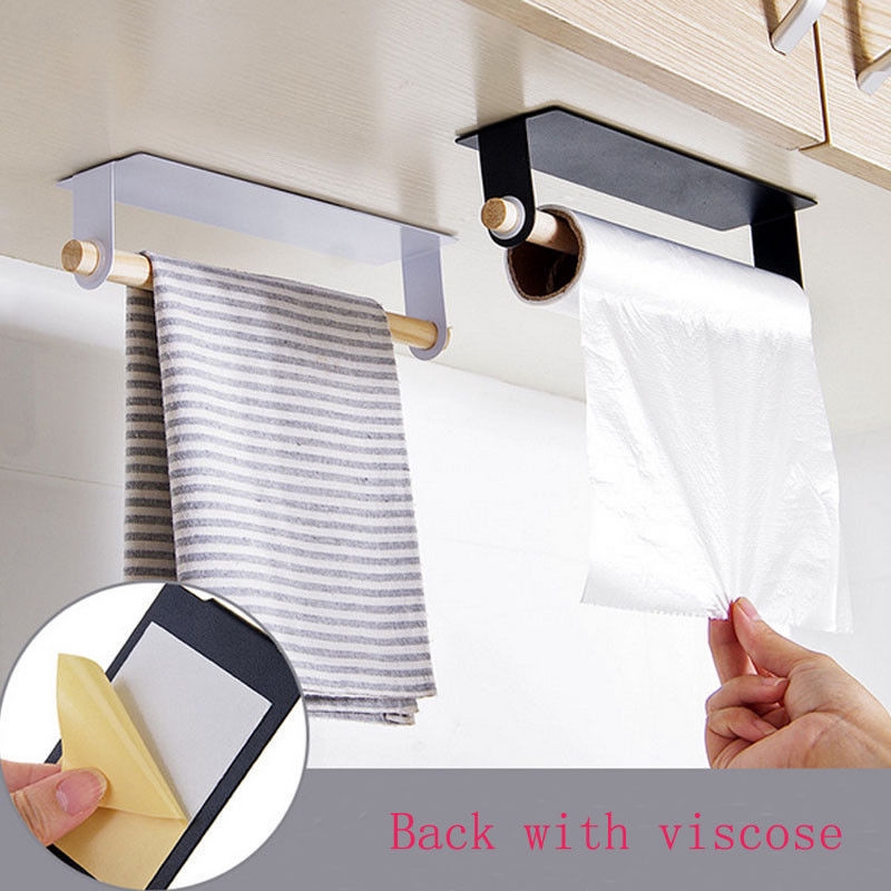 Giá Đỡ Treo Khăn Bằng Gỗ Tự Dính Tiện Dụng Cho Nhà Bếp