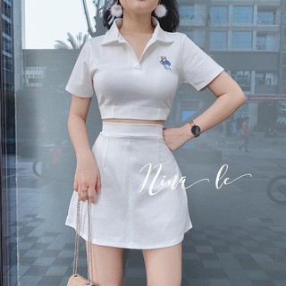 Set crop Polo trắng + cv ( 3sp bất kì giá sỉ )