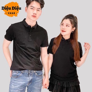 ÁO THUN POLO NAM NỮ ÁO ĐÔI CHẤT COTTON CÁ SẤU BASIC NGẮN TAY CỔ BẺ kèm ảnh thật - Diệu Diệu 1226