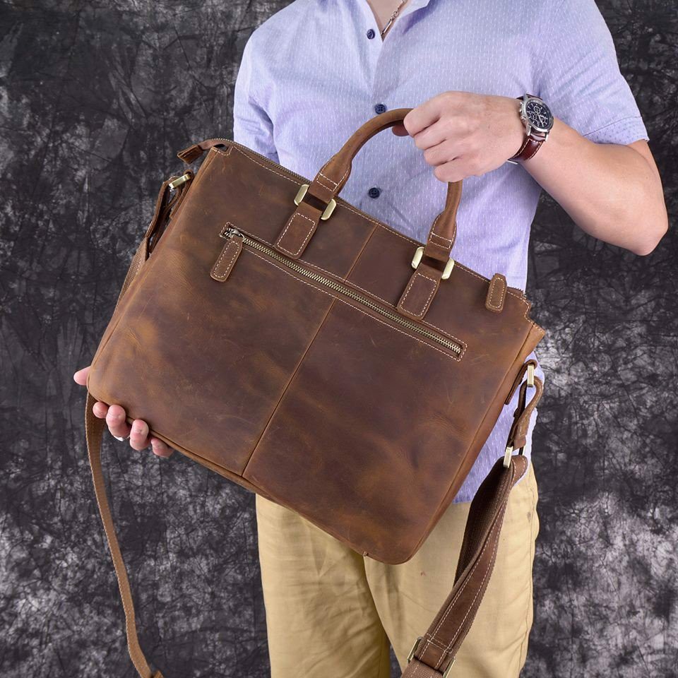 CẶP - TÚI DA ĐỰNG LAPTOP 14 INCH DA BÒ SÁP THẬT 100% - 509225