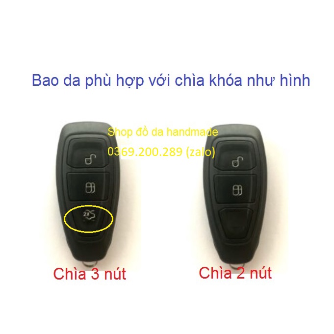 [CHÍNH HÃNG] Bao da chìa khóa  Ford Ecosport, Fiesta, Focus da bò 100%, nhiều mầu, kèm tặng móc khóa