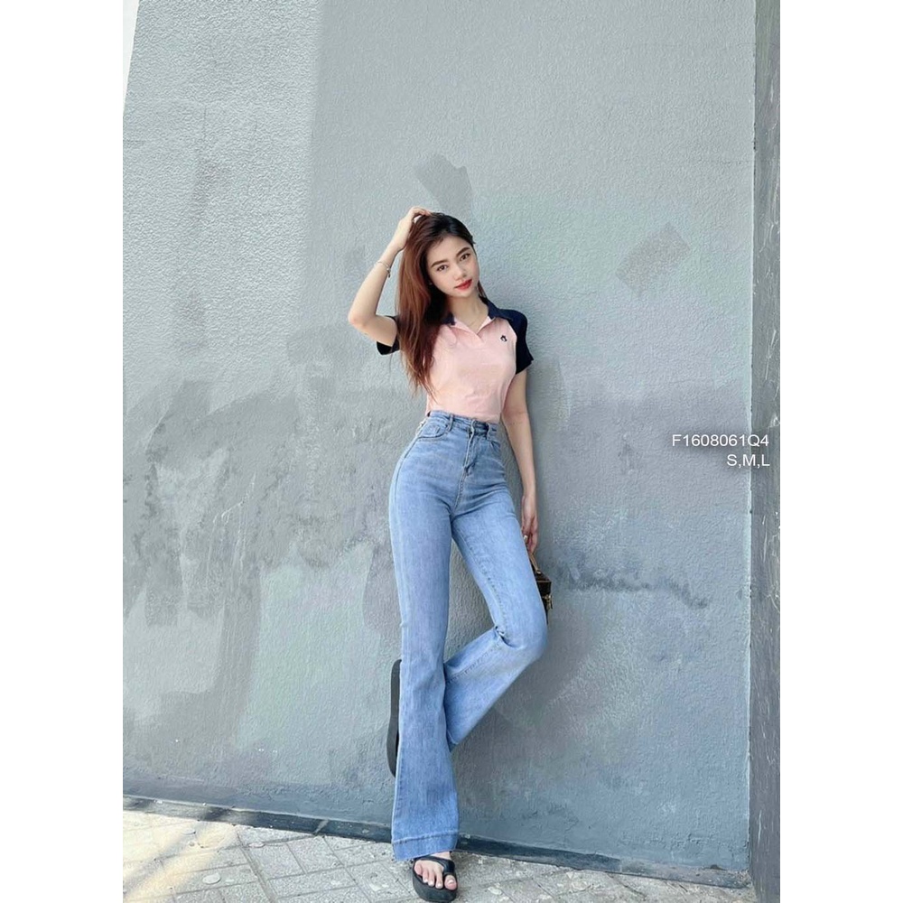 Quần jean dài ống loe lai to lưng cao tôn dáng hàng đẹp!