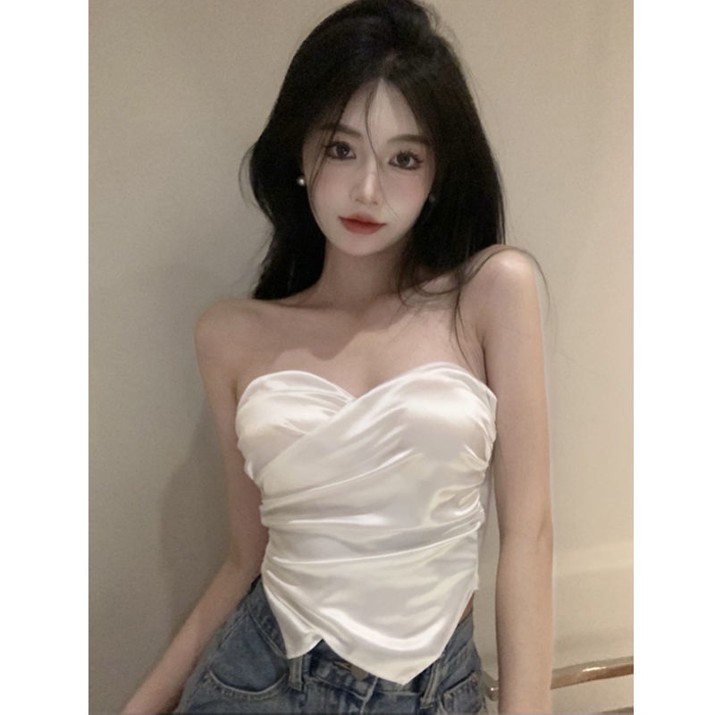 Áo ống COZOKC màu trơn có miếng đệm ngực thời trang gợi cảm cho nữ