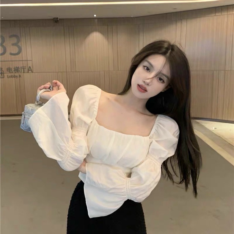 ÁO KIỂU TAY PHỒNG CÔNG CHÚA PHỐI DÂY CỘT NƠ SAU CÓ MOD NGỰC - AK0059 | 23tshop