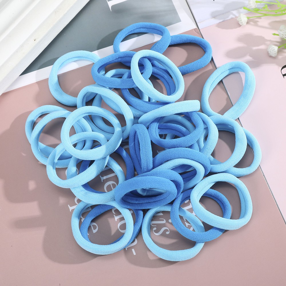 Set 50 dây buộc tóc Haimeikang cao su co giãn màu trơn phong cách Hàn Quốc