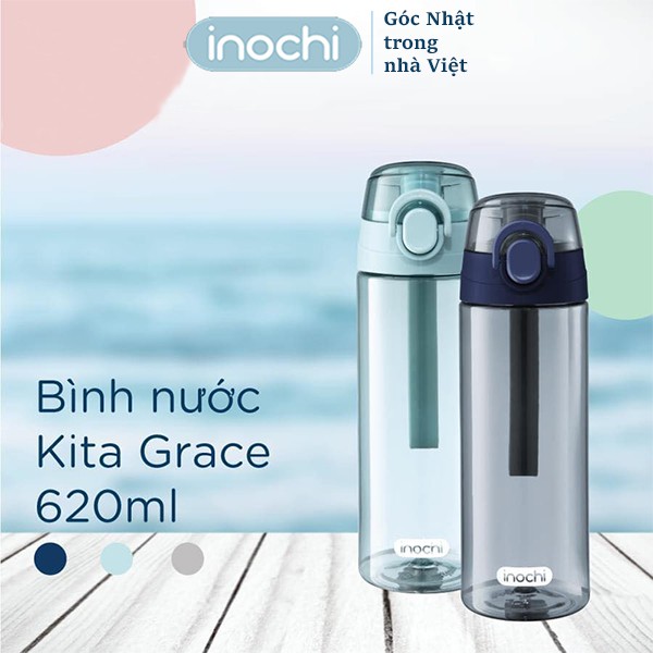 Bình Đựng Nước Thể Thao Nhựa An Toàn Dùng Khi Tập GYM, Đi Học Inochi - Kita Grace 620ml.