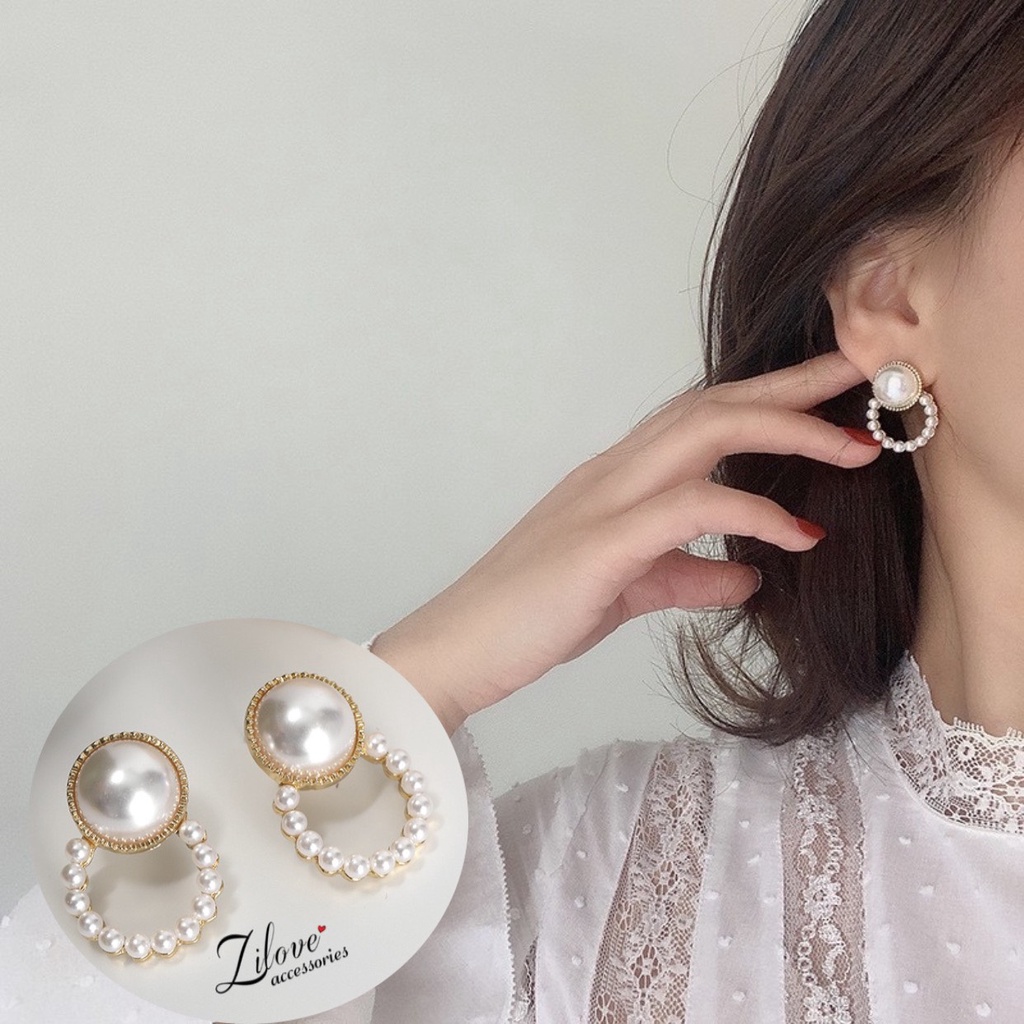 Bông tai, khuyên tai, hoa tai Sữa chua trân châu Hạ Long bạc 925 Zilove Accessories