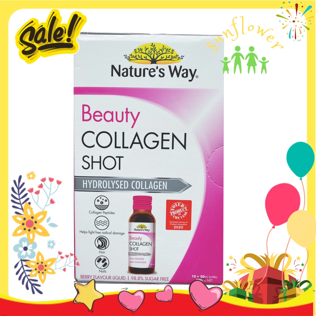 Colagen Dạng Nước Beauty Collagen Shot Nature 10 ống giúp da săn chắc và chống chảy xệ