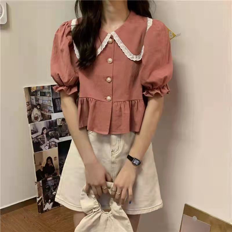 Áo Tay Phồng Cổ Búp Bê Dáng Rộng Thời Trang Pháp Cho Nữ