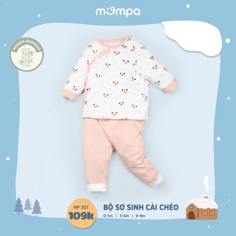 Bộ sơ sinh Mompa 3-7kg cài chéo, cài nút giữa