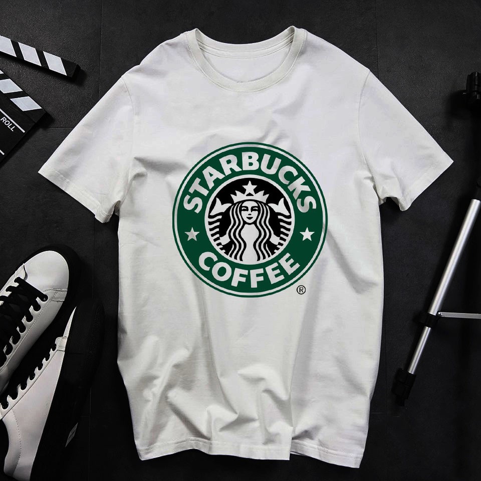 Áo thun nam nữ unisex, đủ size in logo starbuck, chất cotton thoáng mát