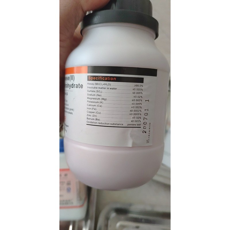 Hoá chất MnCl2 Mangan clorua lọ 500g Xylong CAS 13446-34-9 Manganese chloride Xylong
