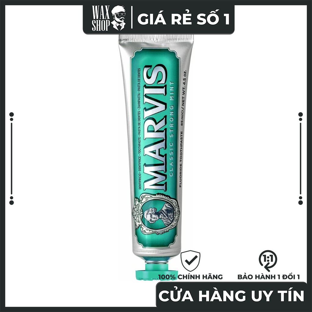 Kem Đánh Răng Classic Strong Mint - Marvis (Italia)  [NỘI ĐỊA Ý]  Giúp Làm Trắng Răng, Đánh Bật Mảng Bám.