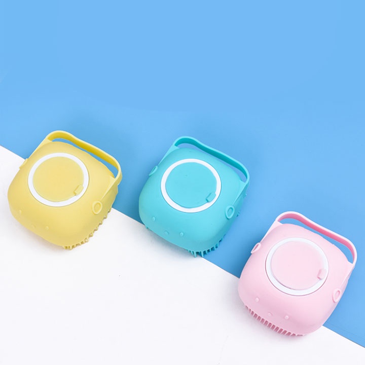 Cọ Tắm Silicon Vuông Có Ngăn Chứa Dầu Tắm Tiện Lợi, Bông Tắm Silicon giúp tẩy tế bào chết/massage đầu và cơ thể