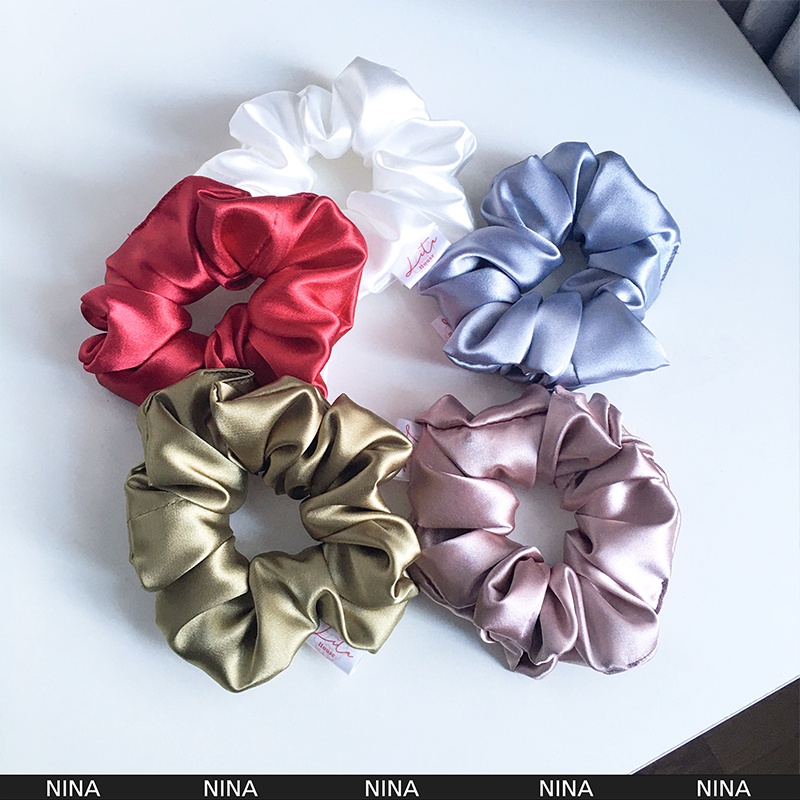 NINA - Dây chun buộc tóc Satin Scrunchies Handmade