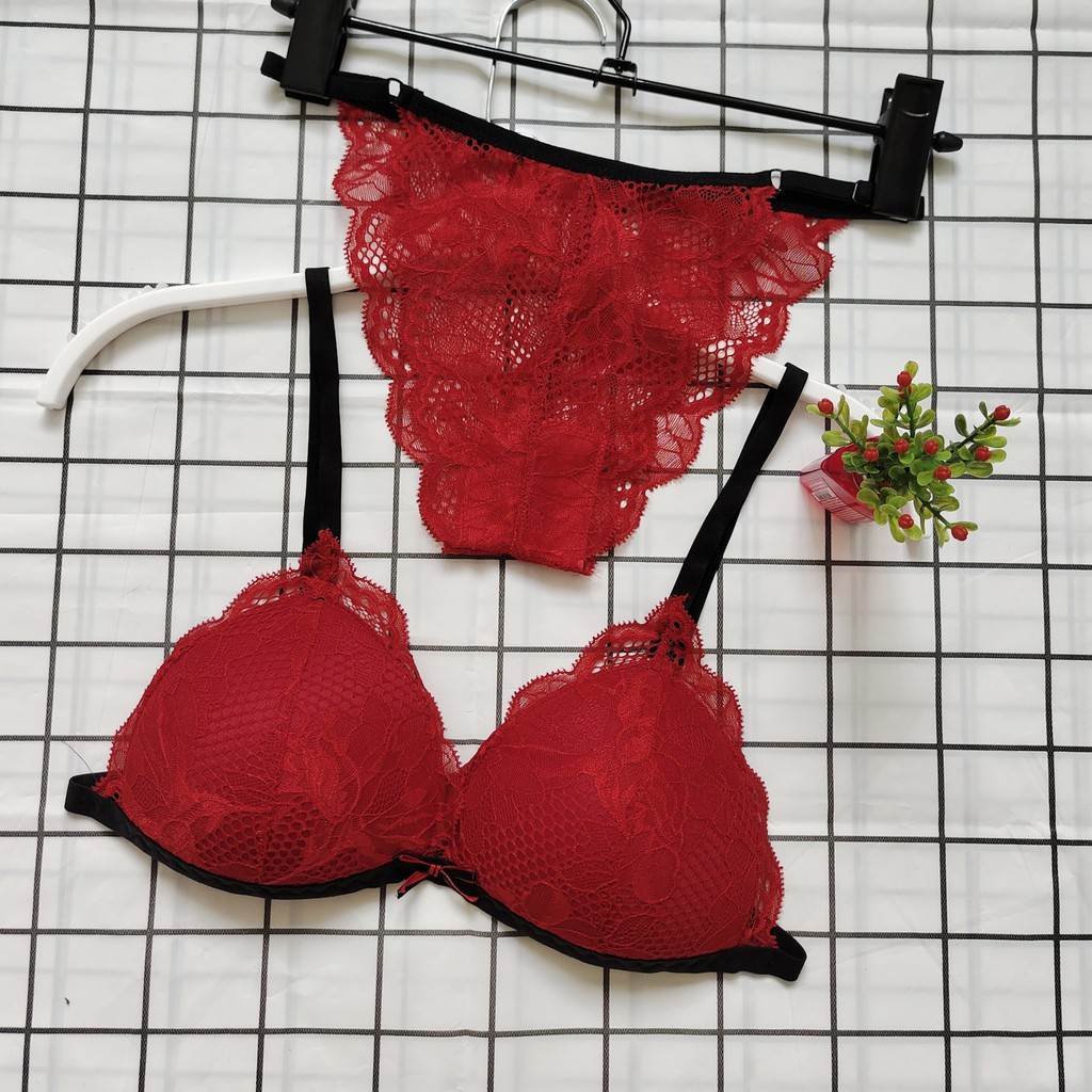 Set Bra - Bralette ren sexy không gọng, mút mỏng - Màu đỏ - NY08 | BigBuy360 - bigbuy360.vn