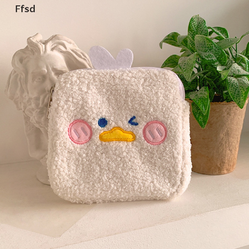 {Ffsd} Túi Đựng Đồ Trang Điểm / Chìa Khóa / Son Môi Bằng Vải Lông Dễ Thương Nhỏ Gọn * Bán