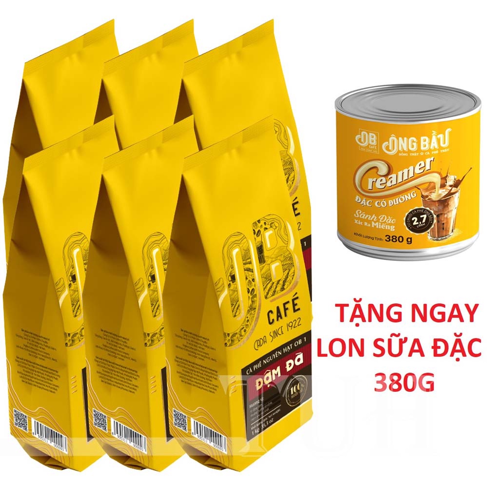 [6 Túi(1Kg)]Cà Phê Nguyên Hạt Ông Bầu Đậm Đà, Túi 1Kg-ông bầu cà phê,cafe ông bầu-TUHStore