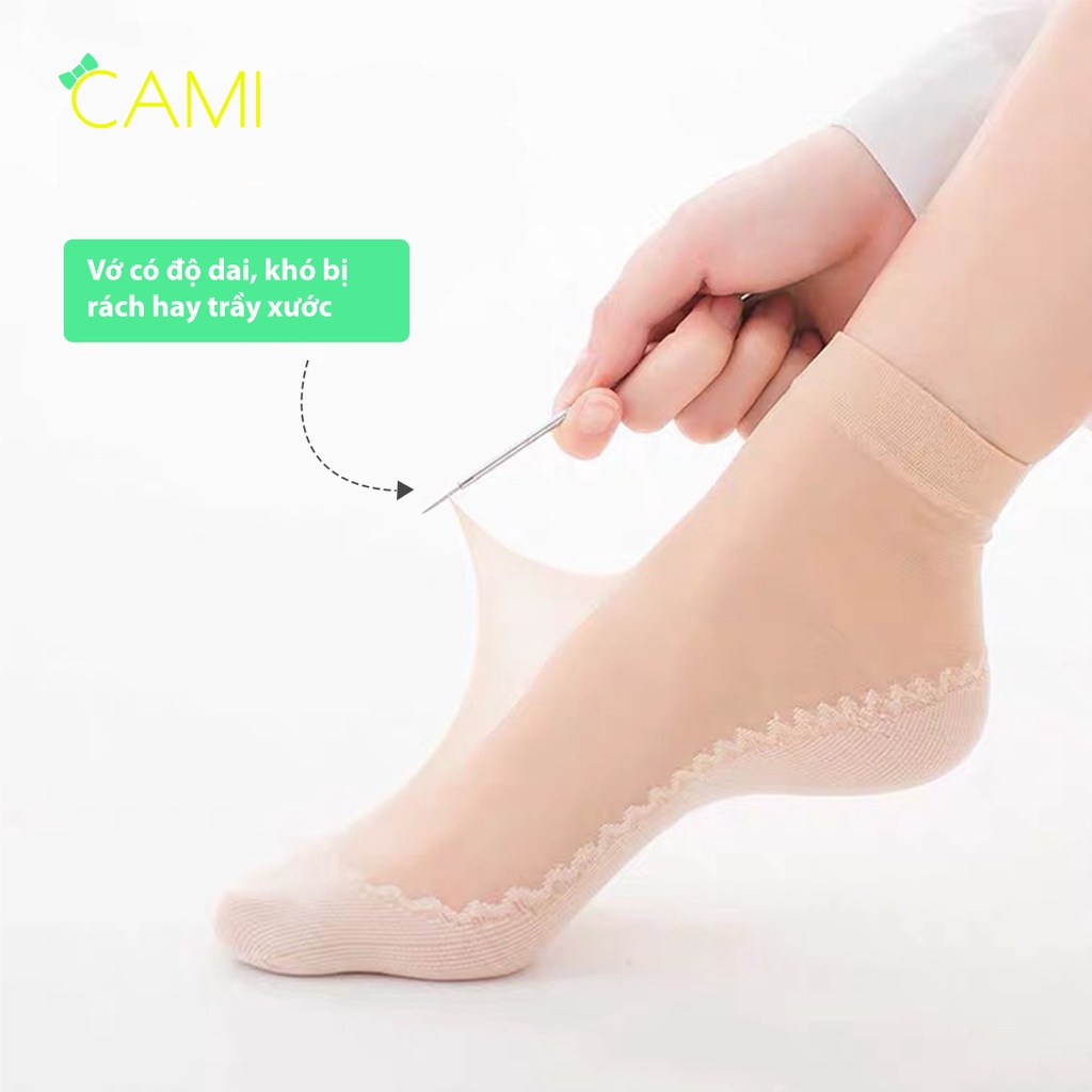 Combo 5.10 cặp vớ da tone màu kem, đen, xám chất liệu vải dệt thoáng khí, đế cotton có cổ chun - Cami - CMPK249