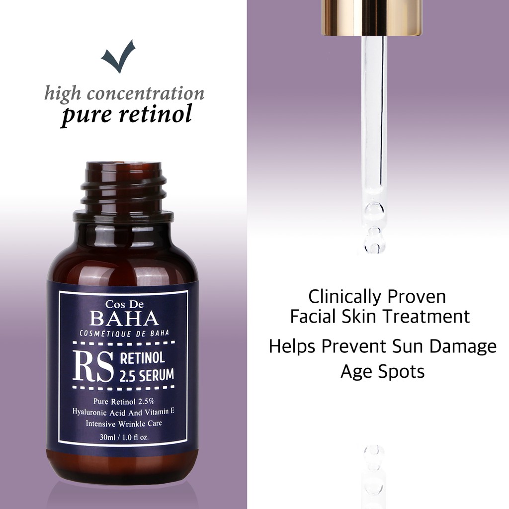 Serum Vitamin A Retinol 2.5% Hỗ Trợ Giảm Mụn Đầu Đen Thu Nhỏ Lỗ Chân Lông Xóa Nếp Nhăn Và Làm Mờ Nếp Nhăn
