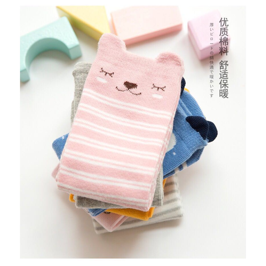 Tất Cotton Dài Chống Trượt In Họa Tiết Hoạt Hình Đáng Yêu Cho Bé