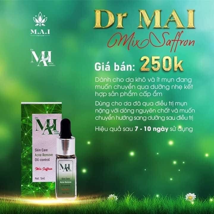 Chính hãng Dr MAI mix saffron dành cho da dầu mụn thâm sẹo se khích lỗ chân lông mỹ phẩm thiên nhiên thảo mộc (5ml)