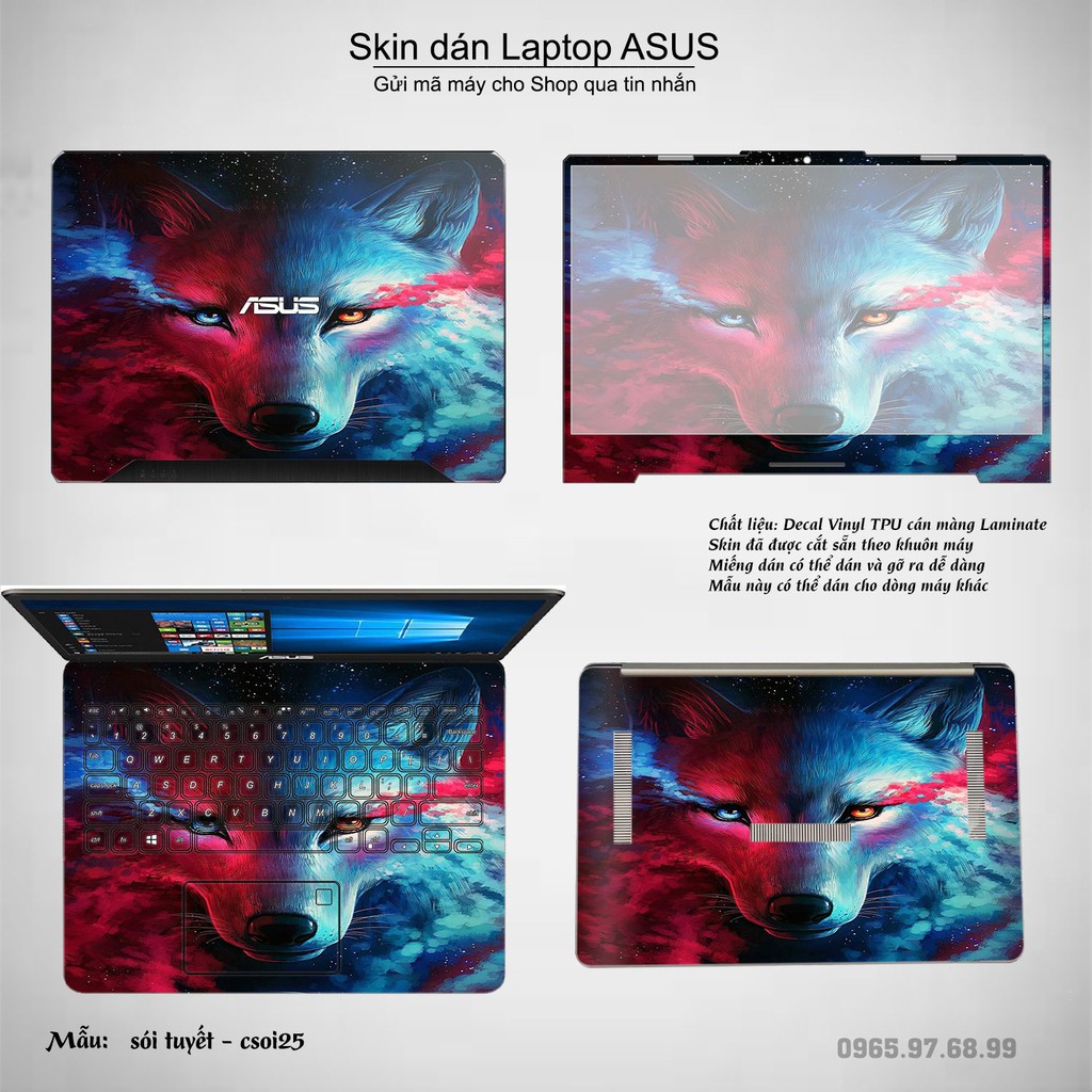 Skin dán Laptop Asus in hình sói tuyết (inbox mã máy cho Shop)