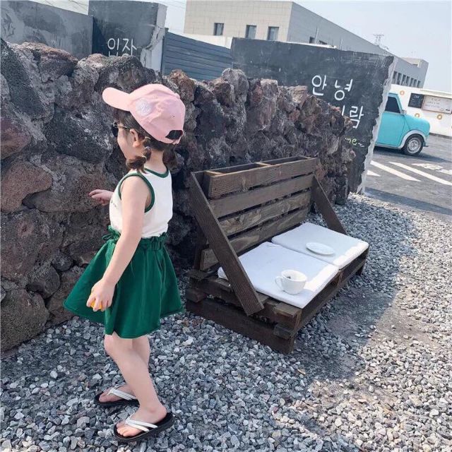 Bộ áo ba lỗ quần giả váy bé gái