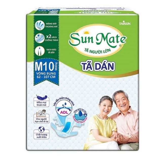 Tã dán Sunmate người già M10- M/L10 - XL10 miếng