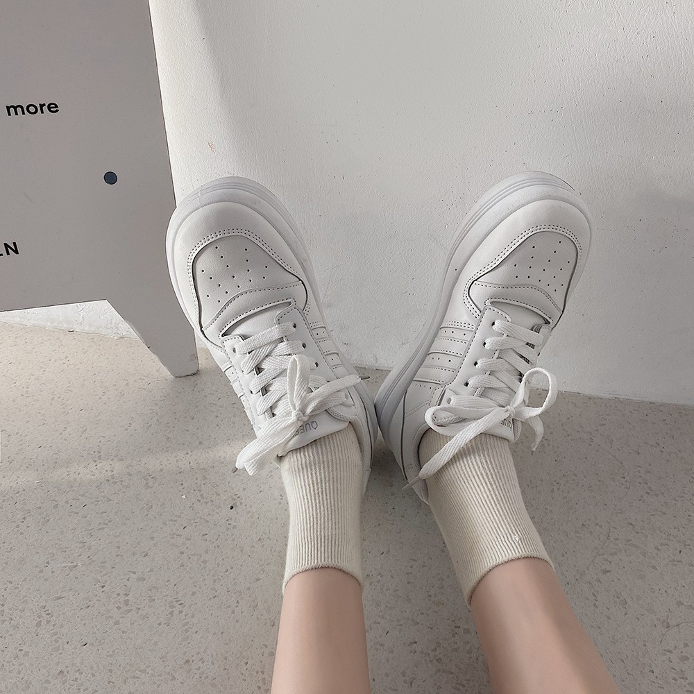 Giày thể thao nữ giayBOM full trắng đế cao 3 cm B1161 | BigBuy360 - bigbuy360.vn